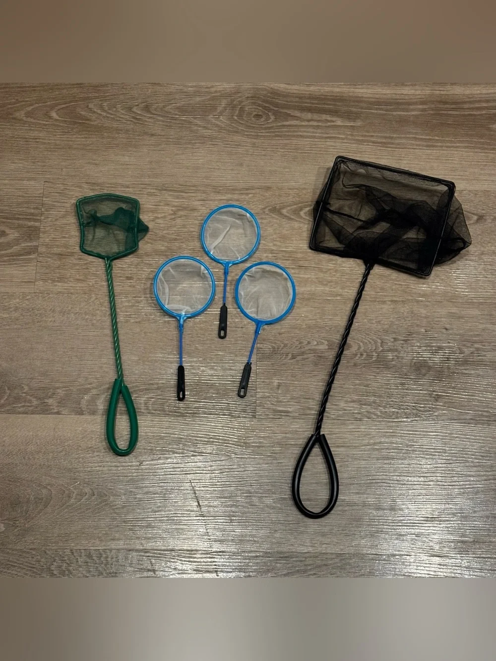 Aquarium Fish Nets Set - Black, Green, Blue